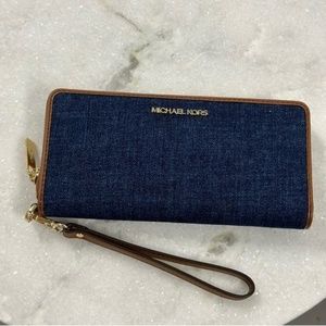 NWT Michael Kors denim continental wallet